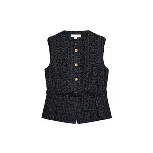 Zara Metallic Thread Textured Belted Vest